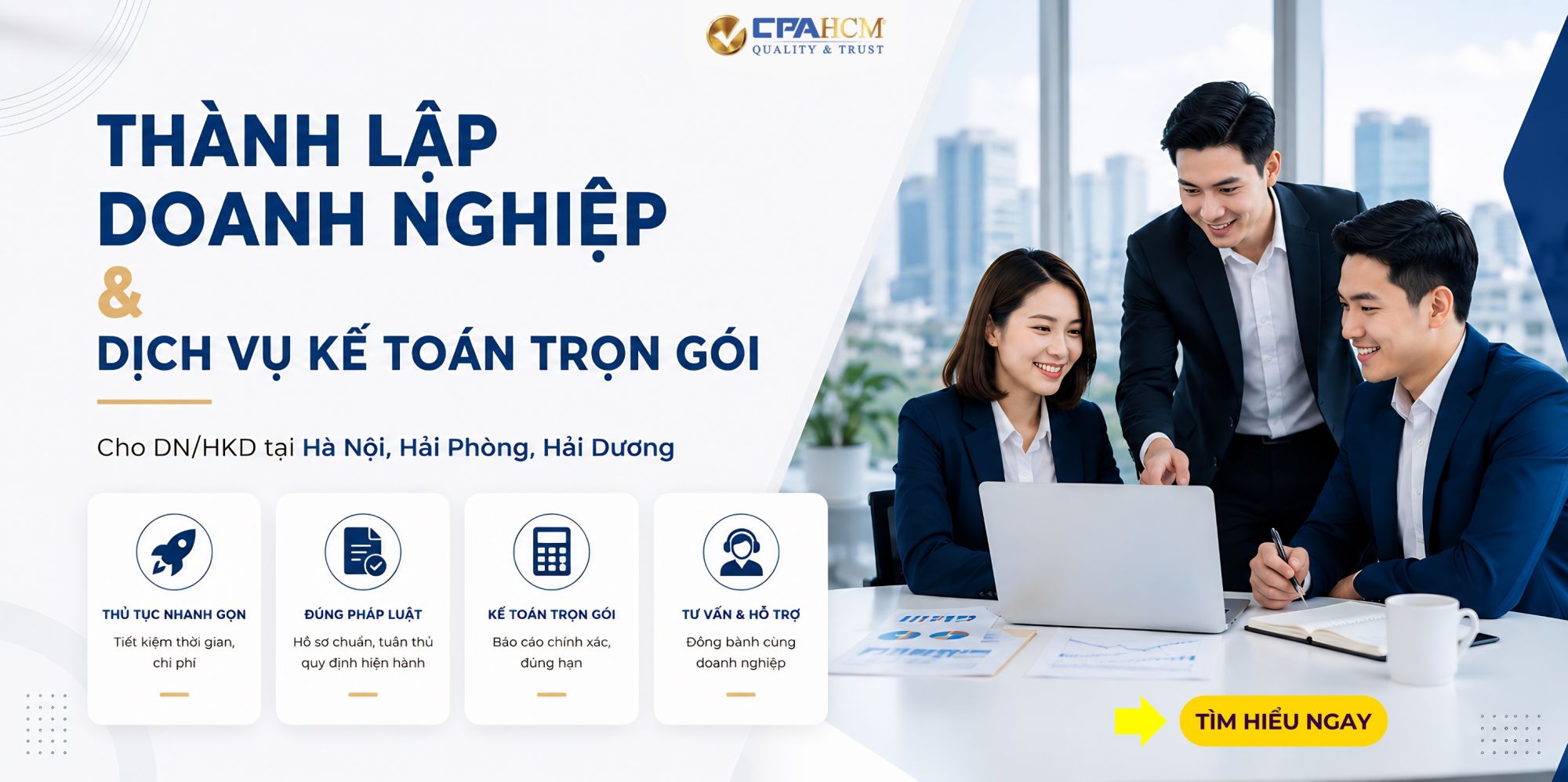 Thành lập doanh nghiệp & Dịch vụ Kế toán trọn gói cho DN/HKD tại Hà Nội, Hải Phòng, Hải Dương.