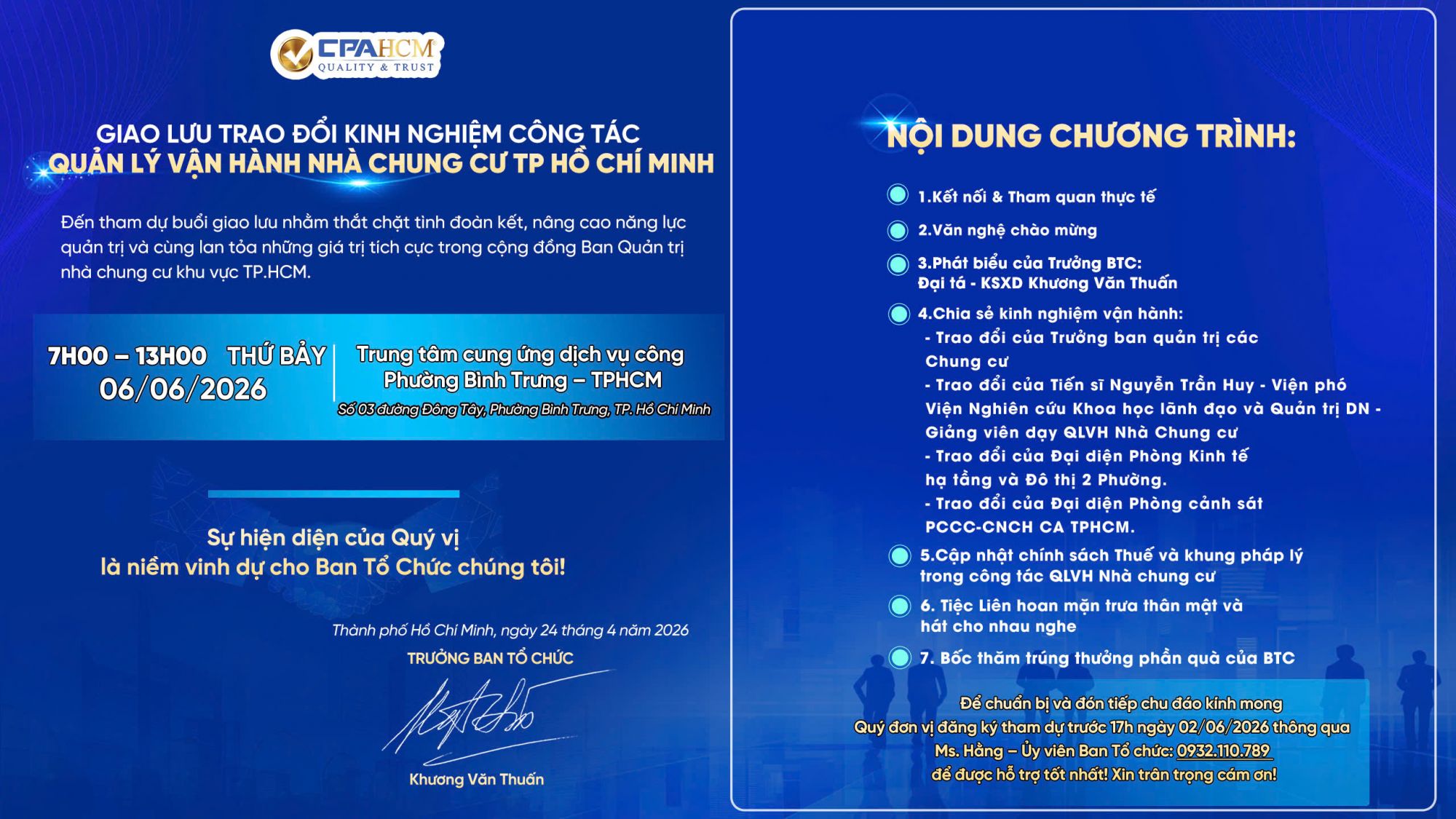 CPA HCM ĐỒNG HÀNH CÙNG CÁC BAN QUẢN TRỊ: GIẢI BÀI TOÁN PHÁP LÝ, THUẾ VÀ PCCC TRONG QUẢN LÝ CHUNG CƯ TẠI TP.HCM